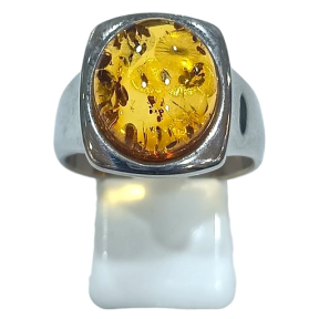 Bague Ambre baltique Argent 925 Taille 62