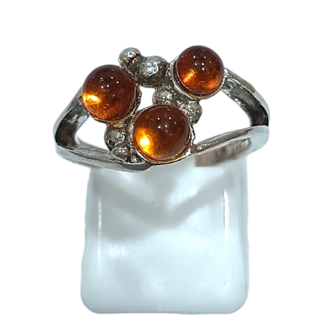 Bague Ambre baltique Argent 925 Taille 53