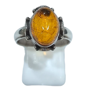 Bague Ambre baltique Argent 925 Taille 58