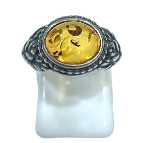 Bague Ambre baltique Argent 925 Taille 54