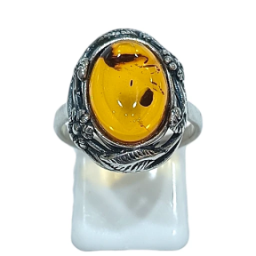 Bague Ambre baltique Argent 925 Taille 55