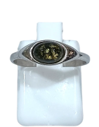 Bague Ambre Vert Argent 925 Taille 55