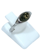 Bague Ambre Vert Argent 925 Taille 55