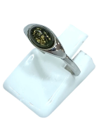 Bague Ambre Vert Argent 925 Taille 55