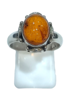 Bague Ambre Baltique Ovale Argent 925 Taille 57