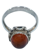 Bague Ambre Baltique Ovale Argent 925 Taille 57