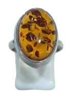 Bague Ambre Baltique Argent 925 Taille 56+
