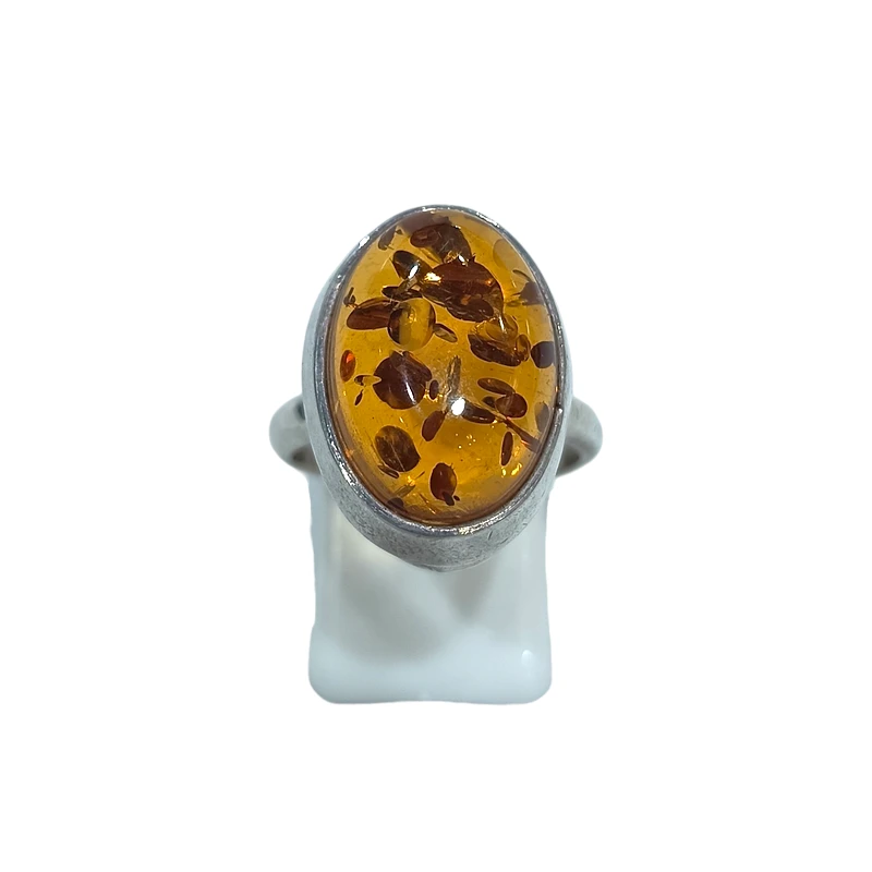 Bague Ambre Baltique Argent 925 Taille 56+