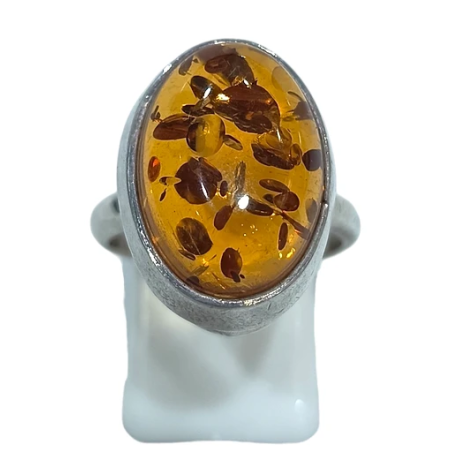 Bague Ambre Baltique Argent 925 Taille 56+
