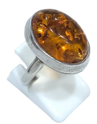 Bague Ambre Baltique Argent 925 Taille 56+