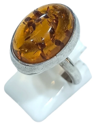 Bague Ambre Baltique Argent 925 Taille 56+