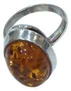 Bague Ambre Baltique Argent 925 Taille 56+