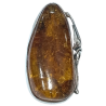 Bague Ambre Baltique Argent 925 Ciselé Taille 55