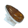 Bague Ambre Baltique Argent 925 Ciselé Taille 55