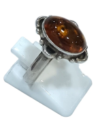 Bague Ambre Baltique Ovale Argent 925 Taille 56