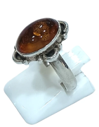Bague Ambre Baltique Ovale Argent 925 Taille 56