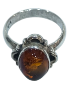 Bague Ambre Baltique Ovale Argent 925 Taille 56