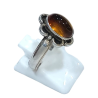 Bague Ambre Baltique Ovale (Fleur) Argent 925 Taille 56
