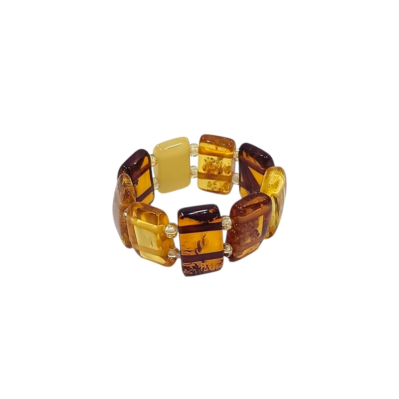 Bague Ambre Beige Jaune Cognac Taille 67