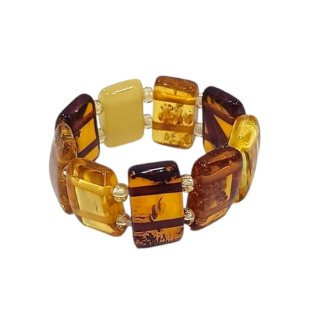 Bague Ambre Beige Jaune Cognac Taille 67