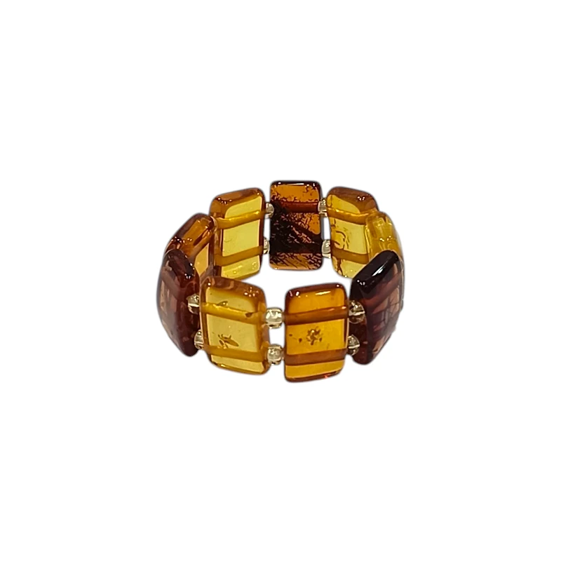 Bague Ambre Jaune Cognac Taille 65