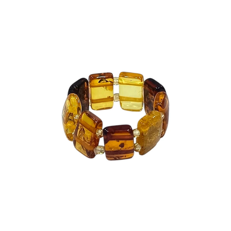 Bague Ambre Jaune Cognac Taille 68