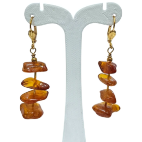 Boucles Ambre Baltique Baroque Plaquées Or