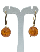 Boucles Ambre Copal Boules Plaquées Or