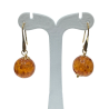 Boucles Ambre Copal Boules Plaquées Or