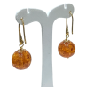 Boucles Ambre Copal Boules Plaquées Or