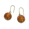 Boucles Ambre Copal Boules Plaquées Or