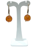 Boucles Ambre Copal Boules Plaquées Or