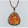 Pendentif Ambre Baltique Argent 925 3cm avec Cordon Réglable