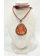 Pendentif Ambre Baltique Argent 925 3cm avec Cordon Réglable