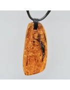 Pendentif Ambre Baltique Brut Roulé 7cm avec Cordon Cuir 5 Brins 48 cm