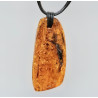 Pendentif Ambre Baltique Brut Roulé 7cm avec Cordon Cuir 5 Brins 48 cm