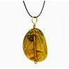 Pendentif Ambre Vert Ovale sur Cordon Réglable
