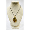 Pendentif Ambre Vert Ovale sur Cordon Réglable