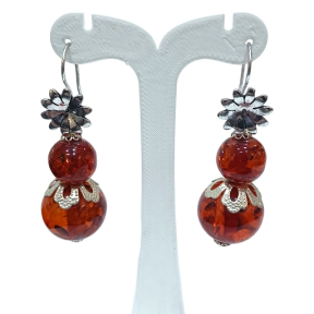 Boucles Ambre Copal Fleur Acier Inoxydable