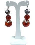 Boucles Ambre Copal Fleur Acier Inoxydable