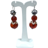 Boucles Ambre Copal Fleur Acier Inoxydable