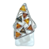 Bague Ambre Vert Jaune Cognac Argent 925 Taille 56