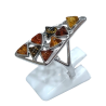 Bague Ambre Vert Jaune Cognac Argent 925 Taille 56