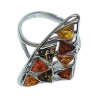 Bague Ambre Vert Jaune Cognac Argent 925 Taille 56