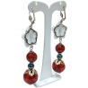 Boucles Nacre Fleur Perles Hématite Ambre Copal Acier Inoxydable