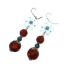 Boucles Nacre Fleur Perles Hématite Ambre Copal Acier Inoxydable