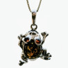Pendentif Ambre Grenouille avec Chaîne Argent 925 44 cm