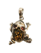 Pendentif Ambre Grenouille avec Chaîne Argent 925 44 cm