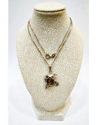 Pendentif Ambre Grenouille avec Chaîne Argent 925 44 cm