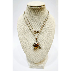 Pendentif Ambre Grenouille avec Chaîne Argent 925 44 cm